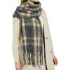 Autumn and Winter Wool Plaid Scarf Women's High-end Imitation Cashmere Versatile Simple Warm Thickened Fringed Scarf