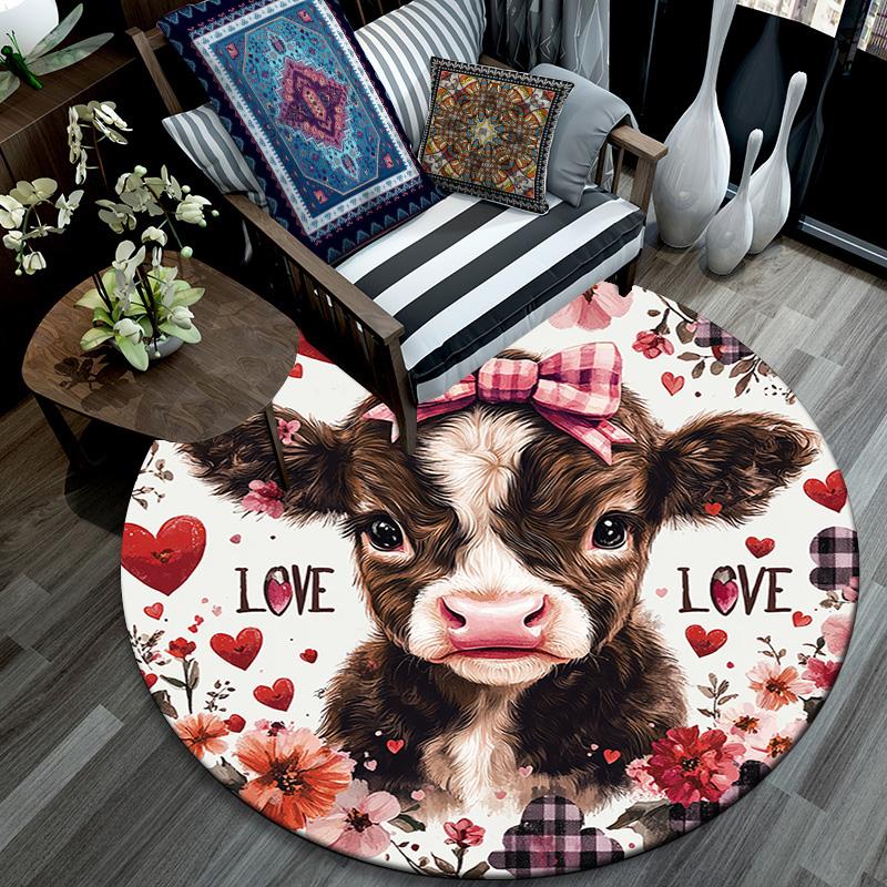 Calf Round Area Rug,Carpet Rug for Living Room Bedroom Sofa Playroom Decor,Non-slip Floor Mat