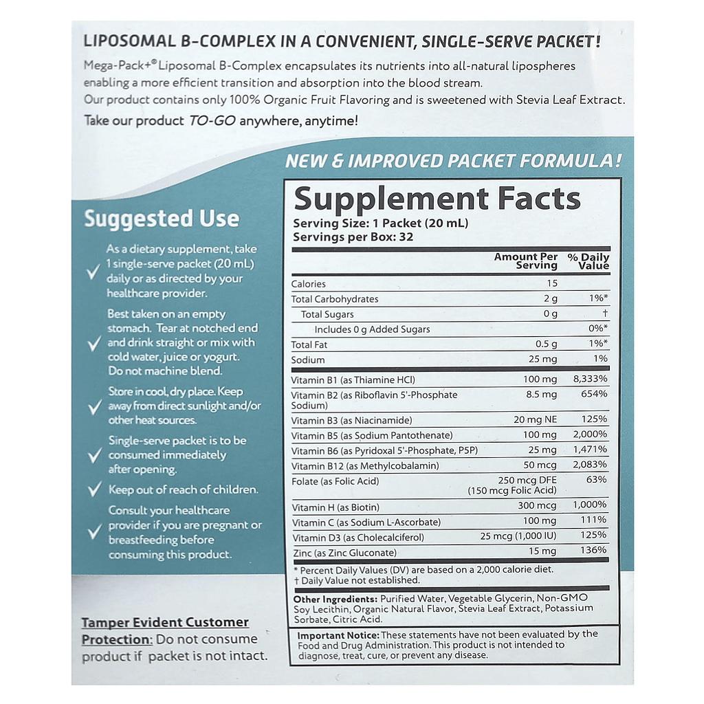 Liposomal B Complex, 32 Pack, 20 mL (0.68 Fl Oz) Each