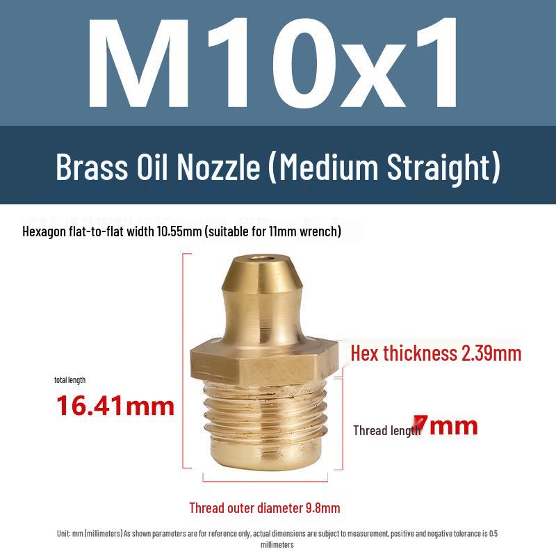 Yigu Brass Grease Fittings M6/M8/M10 Straight & 45° Angled Nipples, Connectors, Nozzles, Gun Accessories