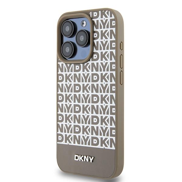 Dkny Dkhmp15Lpsospw Iphone 15 Pro6.1 Brązowy/Brown Hardcase Leather Printed Pattern Metal Logo Magsafe