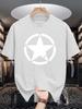 Minimal White Circle Star Graphic Unisexs Short Sleeve T Shirt Summer Crew Neck Loose Fit Retro Street Casual Daily Tops