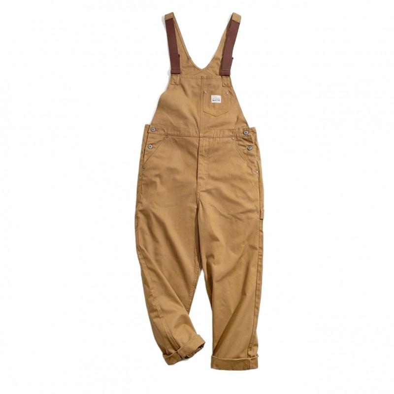 Mens Oversized Denim Bib Overalls Loose Straight Fit Casual Vintage Workwear Trousers
