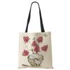Plant Flowers Shopping Tote Bag Women Canvas Print Shoulder Bag Reusable Harajuku Large Capacity Travel School Handbag CLE