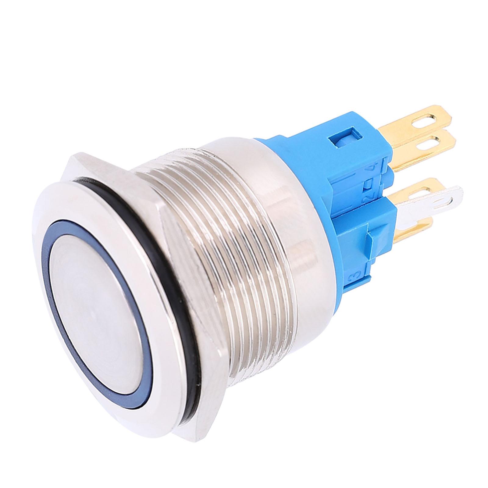 

2Pcs DC12 24V IP65 22mm Ring Reset Button 6 Pin Push Button Switch AccessoriesBlue синій
