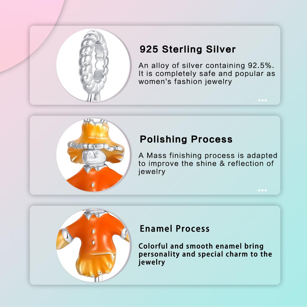 Copper Autumn Guardian Harvest Scarecrow Pendant Charm Compatible With Authentic Charm Bracelets Women Do It Yourself Jewellery Gift
