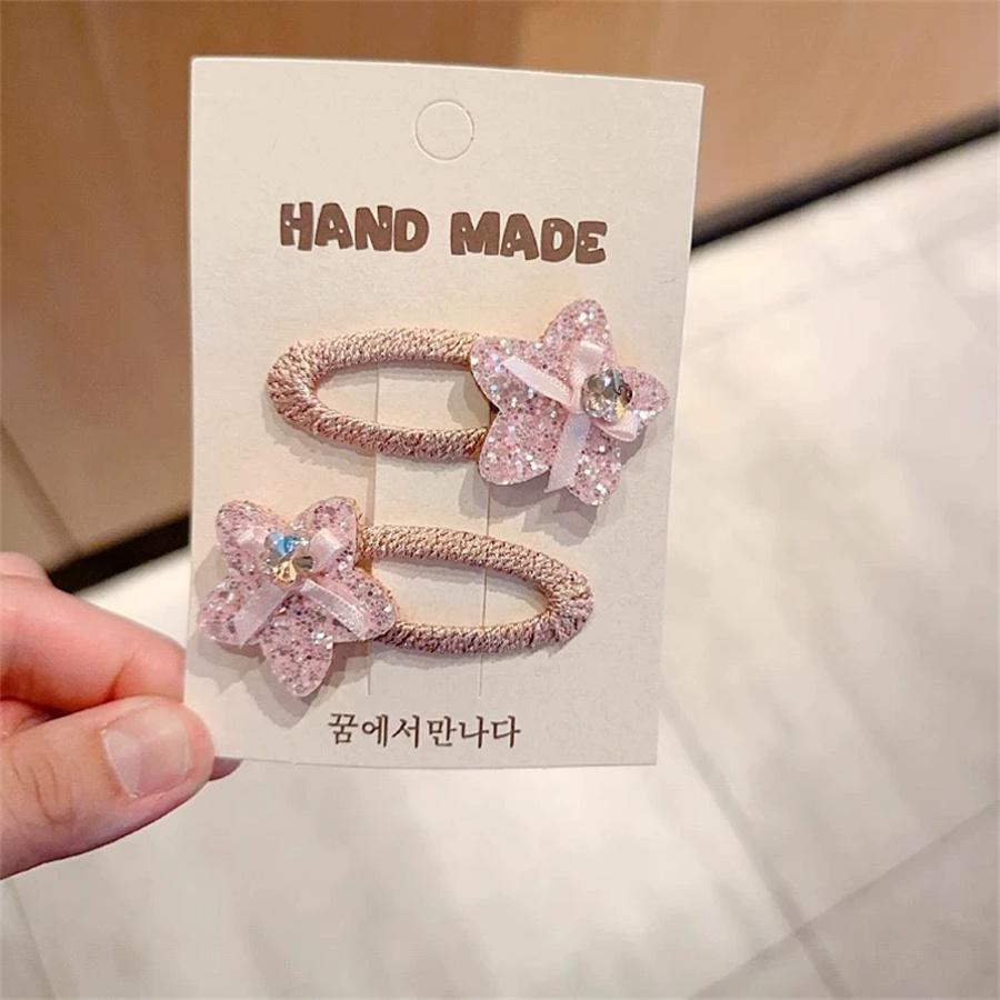 8PCS Pink Sparkling Diamond Rabbit Hair Accessory for Ladies, Cute Sequins, Star Hair Clip, Hair Loop, BB Clip, Bangs Hair Clip