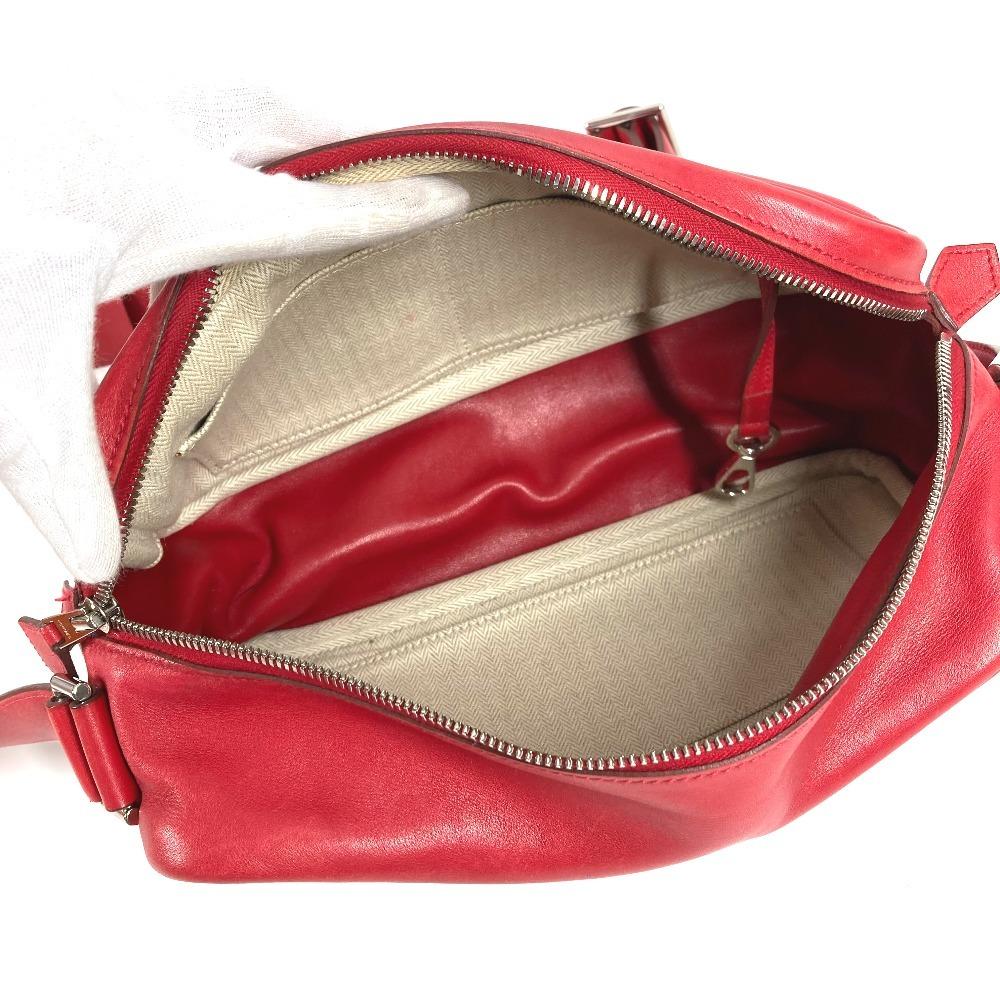 HERMES Van Quatre PM Crossbody Pochette Shoulder Bag Leather Red