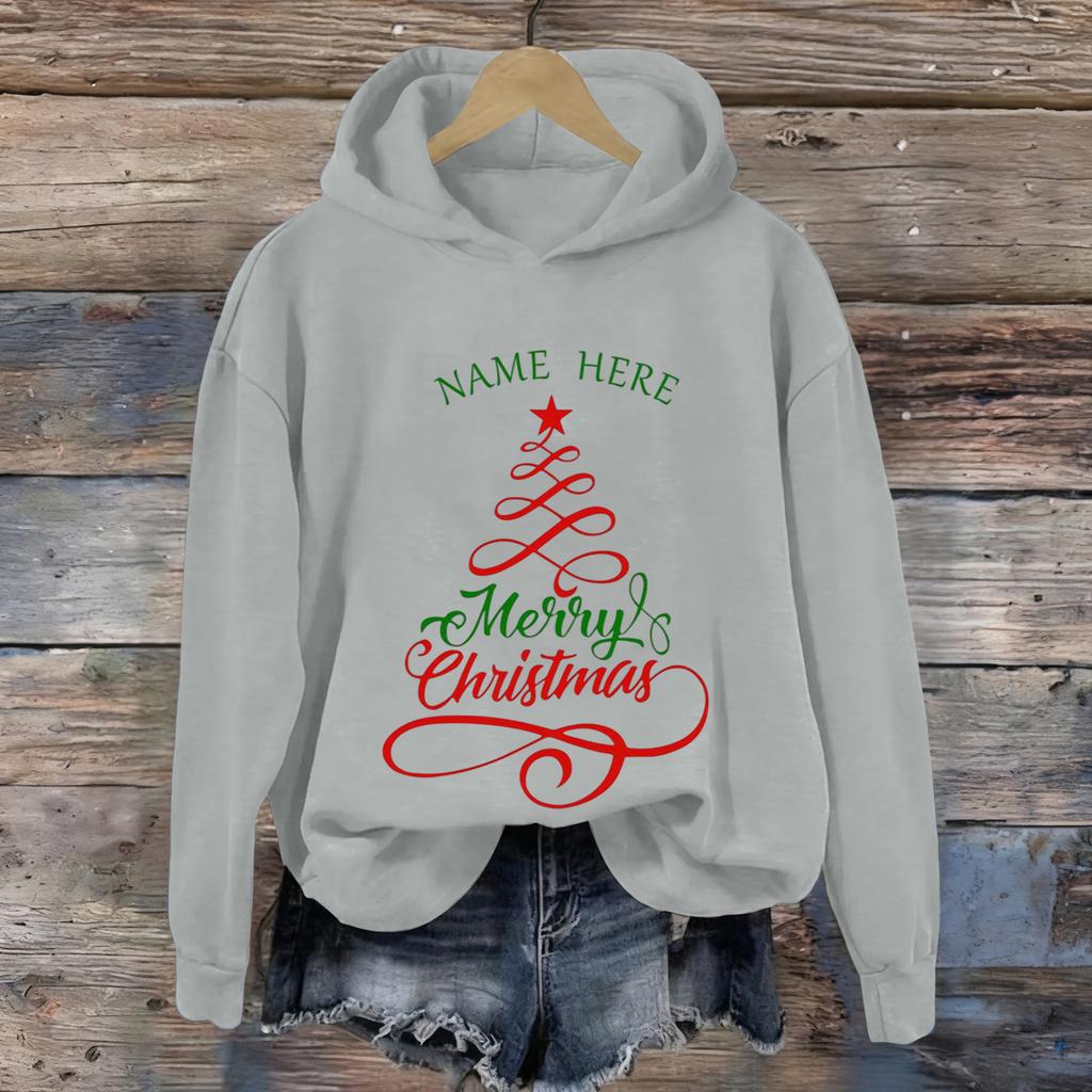 Dame Jule Greentown Trykk Casual Langermet Hettegenser Topp