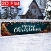Merry Christmas Fence Banner, Pattern Polyester Outdoor Lawn Wall Holiday Party Decoration