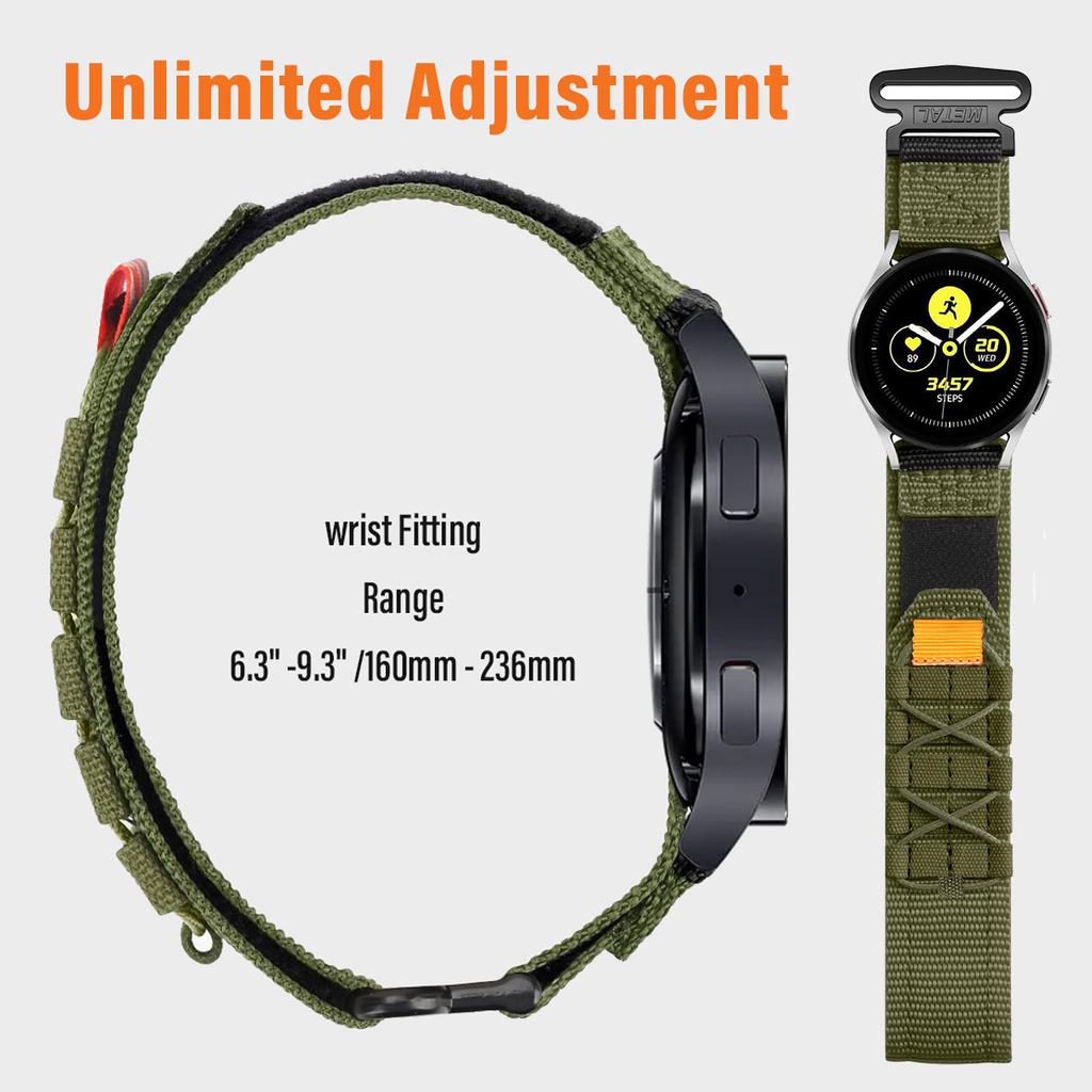 20mm Watch Band For Samsung Galaxy Watch6 Classic 47mm 43mm/Huawei Watch GT 3 Pro 43mm/GT 3 42mm Nylon Woven Magic Tape Strap