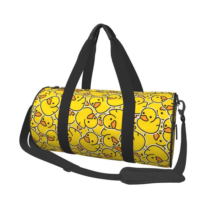 

Cute Rubber Ducks Travel Duffel Bag Shoes Compartment for Men Women Yellow Cartoon Ducky Foldable Lightweight Yoga Gym Sport Bag