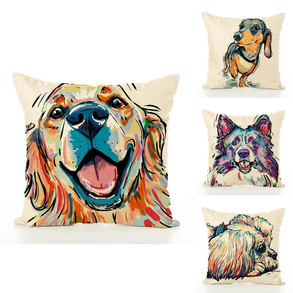 Cute Pet Dog Pillow Case With Lovely Dog Pattern For Sofa And Home Decor
