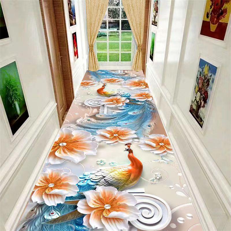 

Pastoral Flower Hallway Corridor Carpets Bedroom Living Room Area Rug Long 3D Floarl Kitchen Rug Anti-slip Bathroom Room Mats 60X100CM