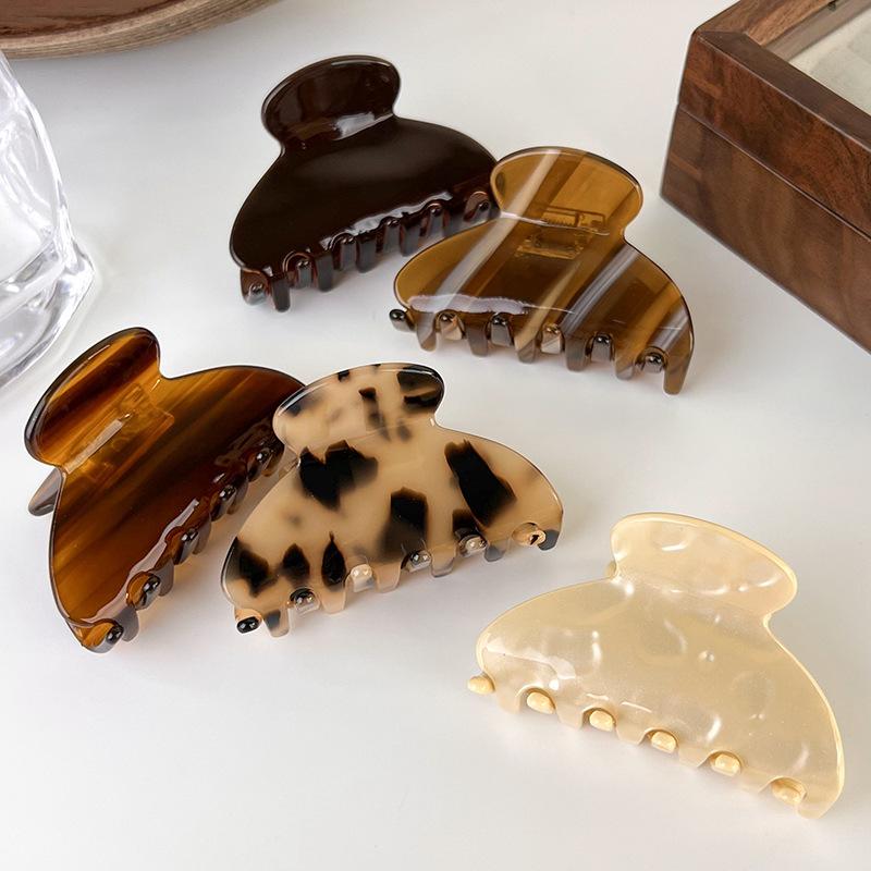 Fashion Acetate Leopard Print Hair Claws Geometric Crab Shape Clamp Styling Hair Clips for Women Girls Solid Hairpins Headdress