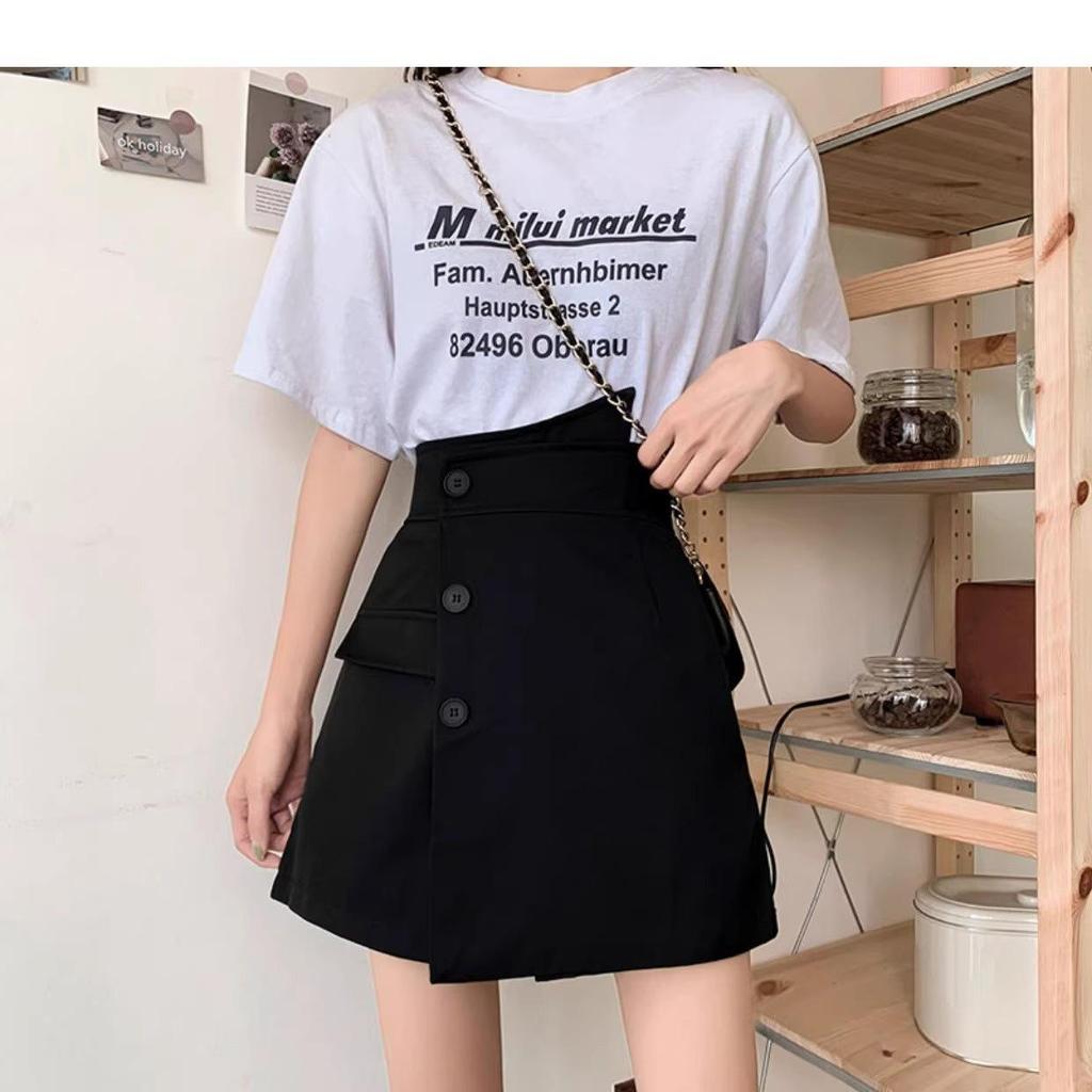 2024 High Waist A-Line Wide Leg Women's Shorts - Korean Style Buttoned Casual Hot Pants for Spring