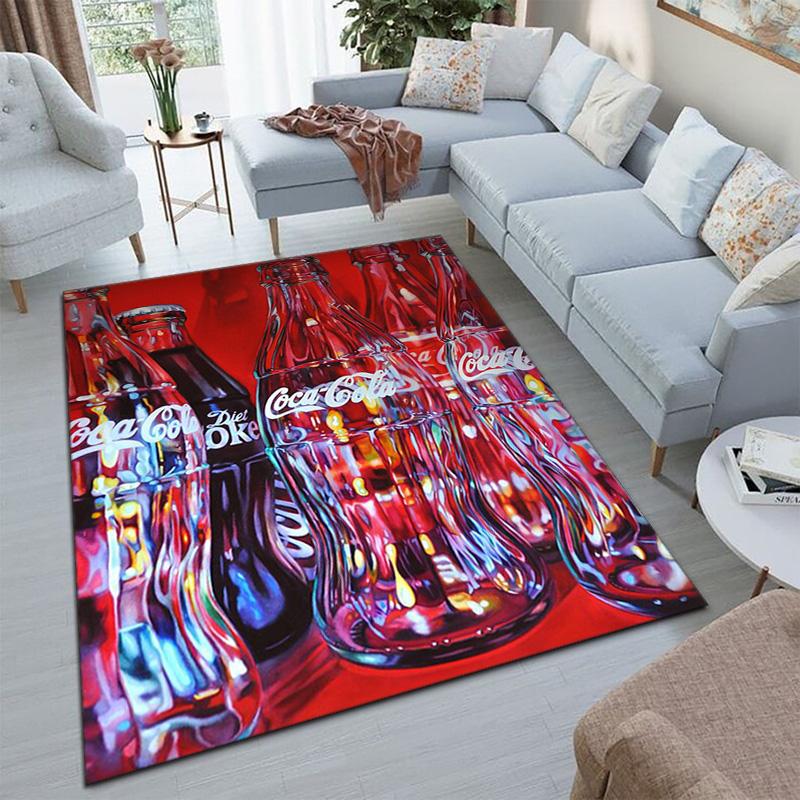 Christmas Gift Halloween Themed Cola Beverage Coca Cola Carpet Is Suitable for Living Room and Bedroom Doormats Office Balcony Decorative Carpet V27