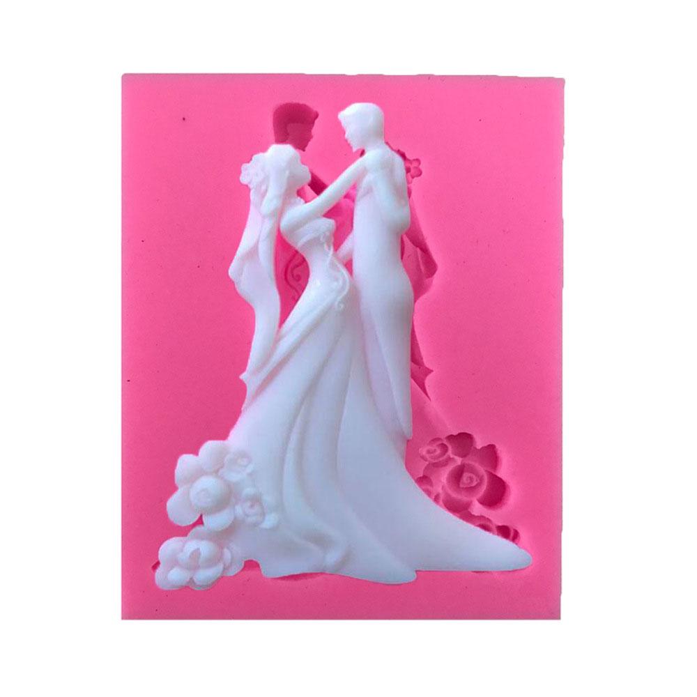 Fashion Sugar Craft Wedding Bride Groom Shaped Valentines's Day Chocolate Mould Silicone Cake Mold