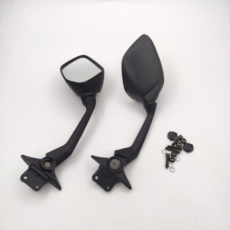 Universal Rearview Mirror Yamaha TMAX 560 530 Scooter - Black Carbon Fiber Style ABS Housing Aluminum Stem Convex Lens