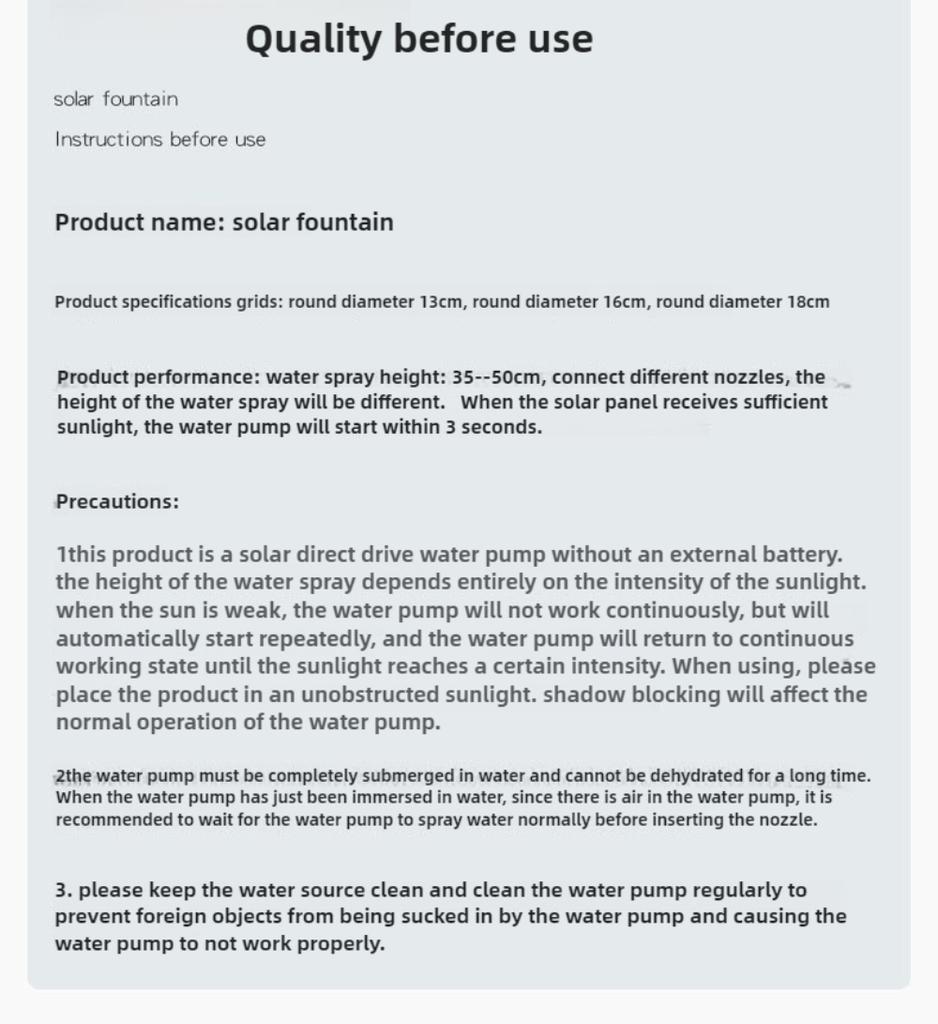 Fontana solare rotonda, piscina esterna, vasca per uccelli, fontana da giardino, fontana galleggiante, pompa per fontana