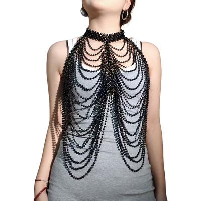 Lanț de corp cu perle multistrat Accesorii rochie bust industrie grea Șal Colier Modă