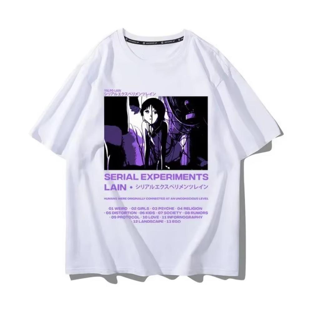Tricou din bumbac din seria Experimental Lain Anime japonez Unisex Bărbați Femei Îmbrăcăminte de stradă y2k Top Manga cu personalitate Tricouri grafice