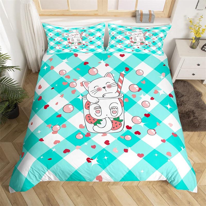 Cute Pet Cat Bedding Set Animal Kawaii Duvet Cover for Kids Bedroom 3D Quilt Double Bed 240x220 Queen King Size Soft Bed Linens