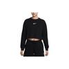 Nike Brand Logo Pullover Cropped Long Sleeve Sweatshirt for Women Black