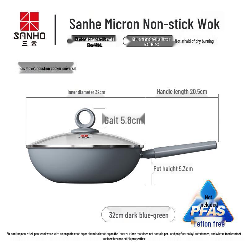 Sanhe Micro-nano Uncoated Titanium Wok