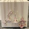 Empress Pink Mermaid's Tear Necklace: Dream Catcher Saturn Series for Women