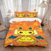 3pcs Bedding Set Pikachu Charmander Includes 1 Comforter+2 Pillowcases, Without Pillow Inserts, Soft Comfortable, Lightweight Breathable,177