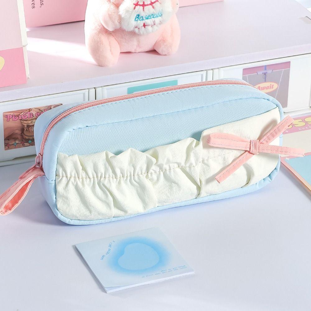 Multi-layer Pen Bag Color-blocking Stationery Storage Bag Portable Pencil Case  Students Gift