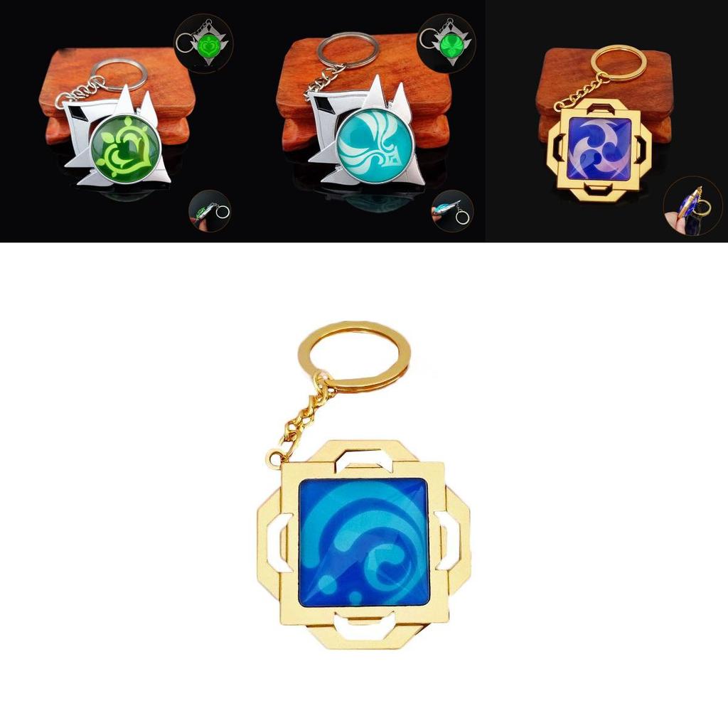 Impact Genshin Seven Elements Keychain Geo Anemo Electro Dendro Hydro Pyro Cryo