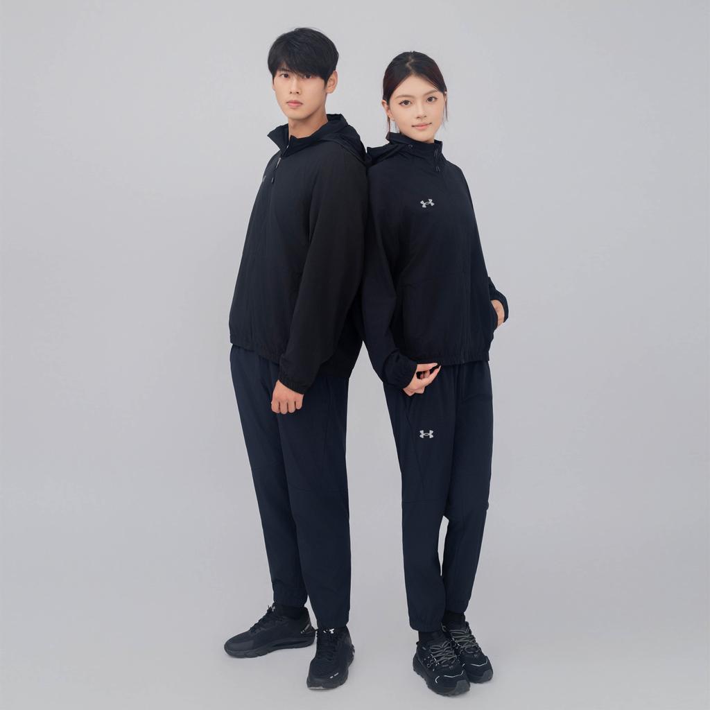 Under Armour Solid Color Windbreaker Zip-Up Hoodie Jacket Unisex Jackets Black 24500401-001