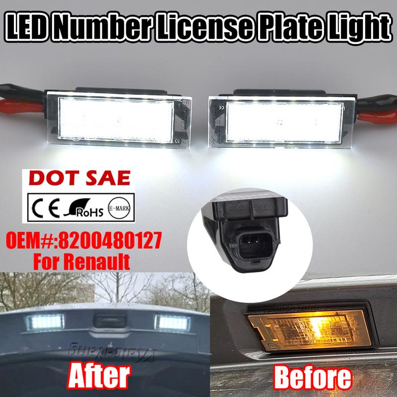 2Pc For Renault Megane 3 Master MKII MKIII Clio MKIV Espace Laguna 2 Twingo Vel Satis Car LED Canbus No Error License Plate Lamp