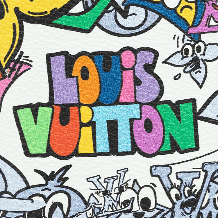 Louis Vuitton Pocket Organizer Cartoon Graffiti Print Coated Canvas With Leather Trim Wallet Men Wallets Multicolor M82024