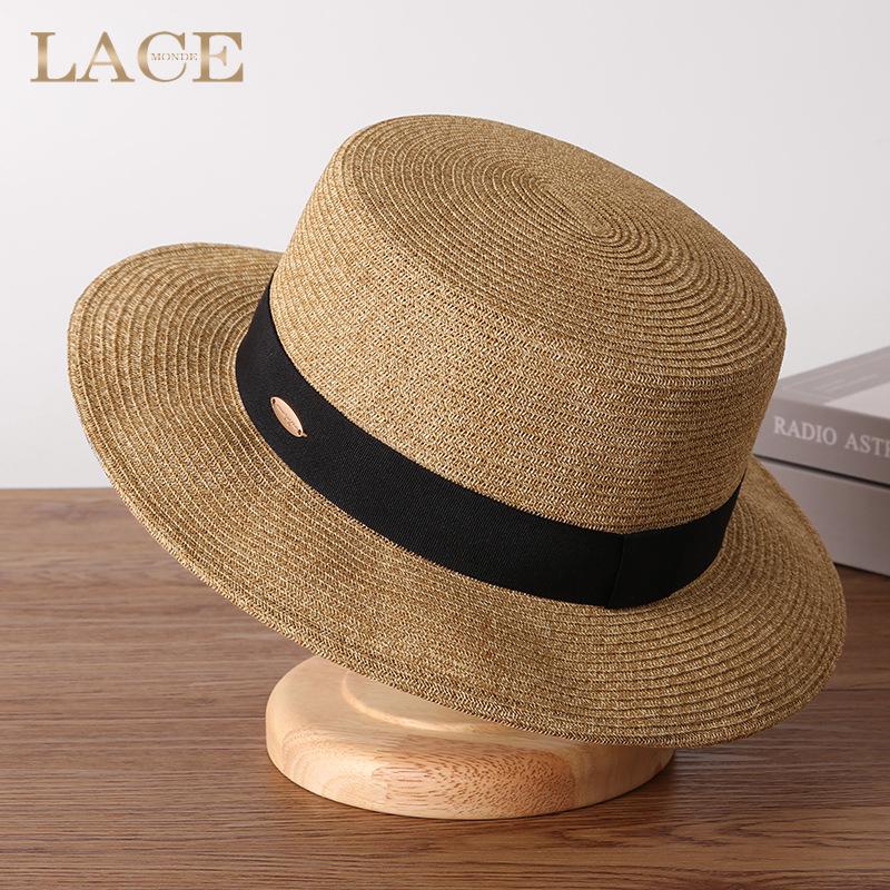 European Retro Letter Sewn Flat Top Sun & Beach Hat