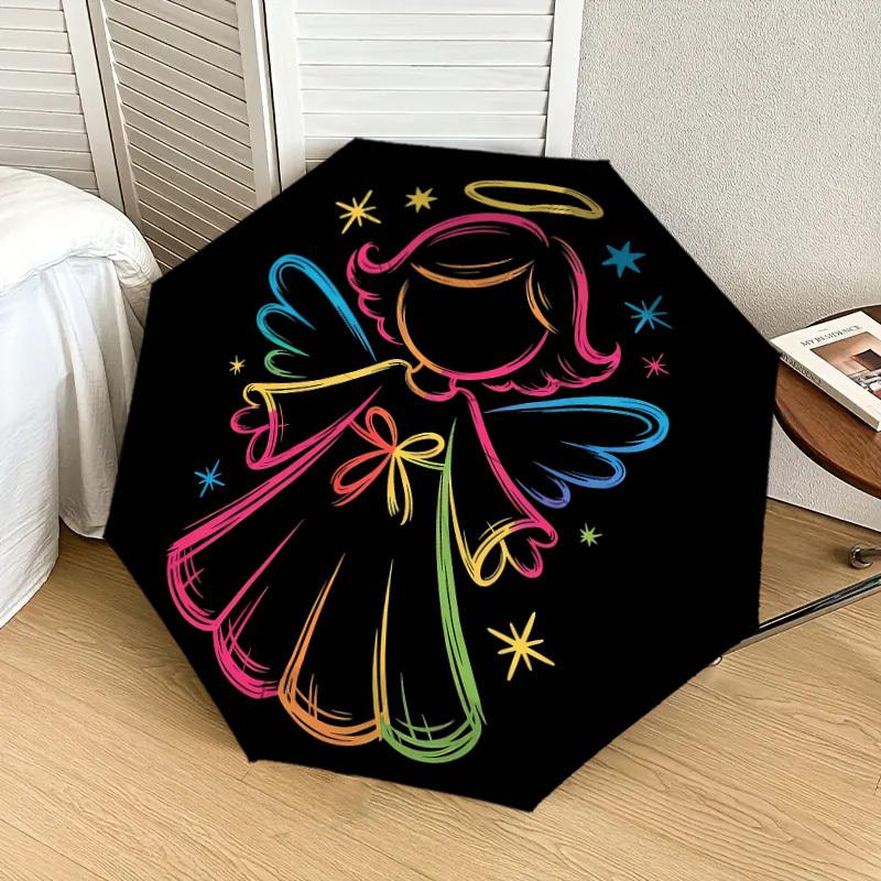 1pc Angel Star Pattern Umbrella Design Automatic Opening and Closing Umbrella, High-quality Travel Umbrella, Lightweight and Portable,