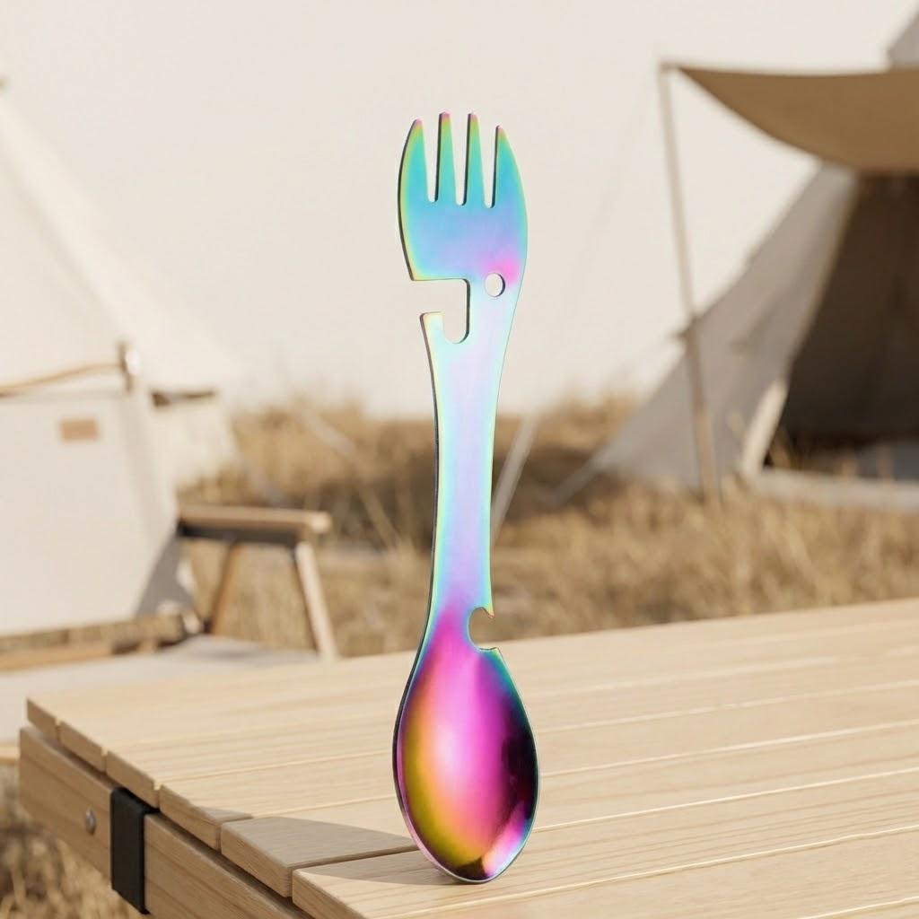 

Multifunctional 5-in-1 Camping Utensils Set Bottle Opener Can Opener Spoon Fork Portable Outdoor Cooking Tableware Kitchen Tools різнокольоровий