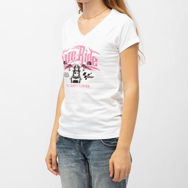 Tee shirt col v coton Live to Ride moto gp x von dutch Femme VON DUTCH