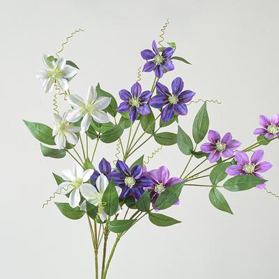 Artificial Clematis Branch with Stem Green Leaves Home Wedding Party Faux Flower Floral Arrangement Indoor Outdoor