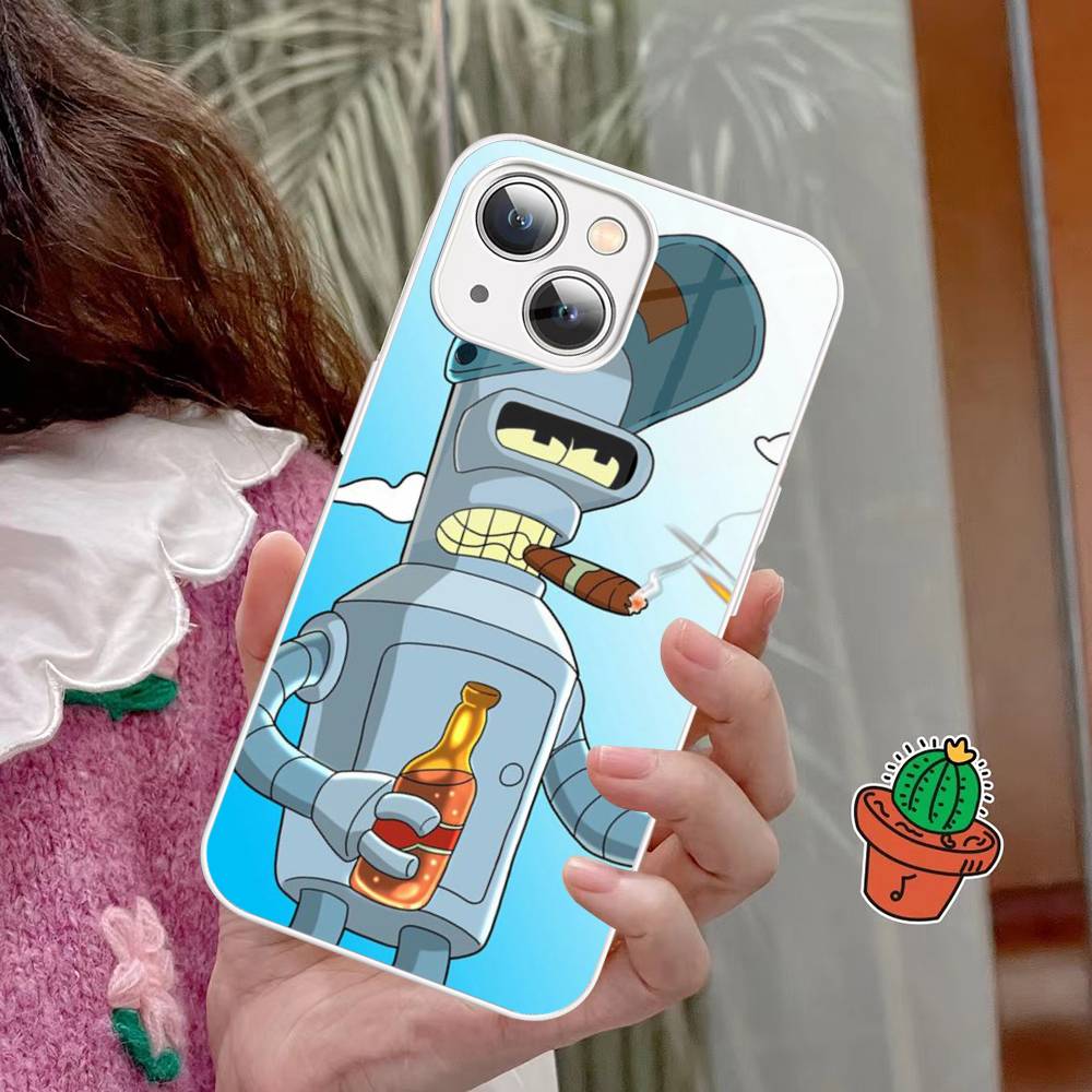 Funny Robot B-Benders Phone Case Tempered Glass For Iphone 14 13 12 11 Pro Mini XS MAX 14Plus X XS XR Fundas