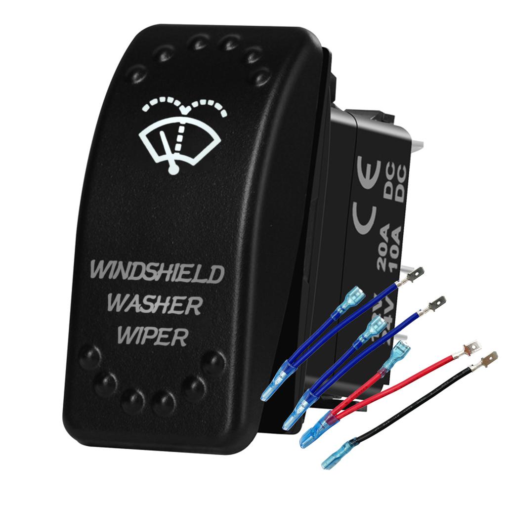 Waterproof White LED Rocker Switch for Light Bar Spot Lights 5P/7P ON-OFF-ON 12V/24V Heavy Duty for Car Boat Truck SUV 4x4 Hilux