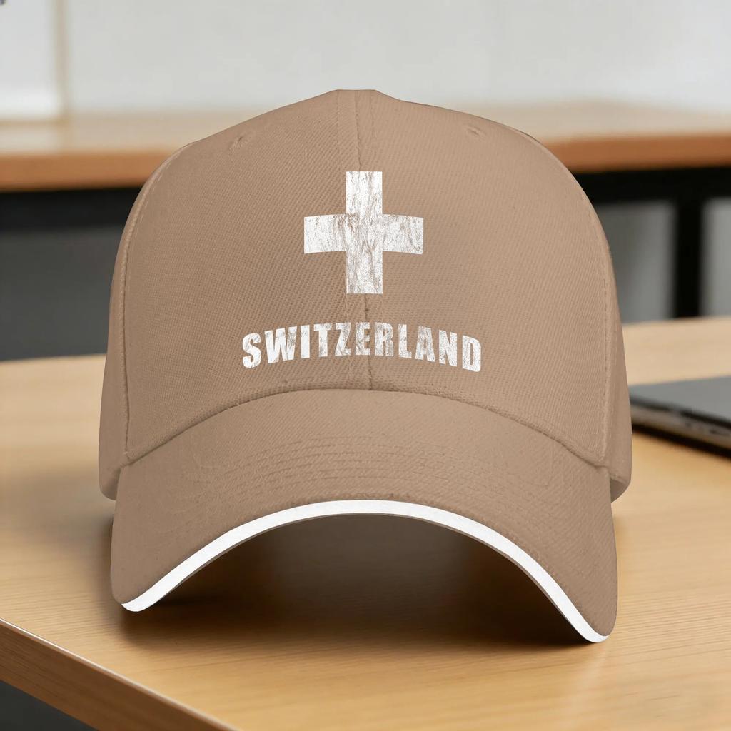Switzerland Swiss Flag  Sun Baseball Cap Summer Couple Women  Print Trucker Hat Sunscreen Vintage Hunting Camping Baseball Caps