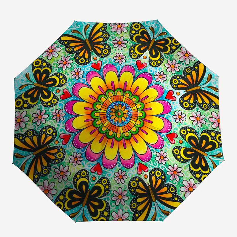 

1pc Butterfly Mandala Art Umbrella with Plastic Handle,Compact & Stylish,Suitable for All Seasons YS331008
