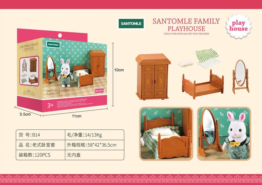 Forest Home Animal Family Mini Rabbit Villa Living Space Kitchen Sleeping Area Garden Micro Furniture Set Girl Pretend Engage With Toy Model