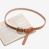 Women's Korean Style Thin Leather Waist Belt - Simple, Fashionable, and Versatile with Alloy Buckle for Dresses and Jeans.