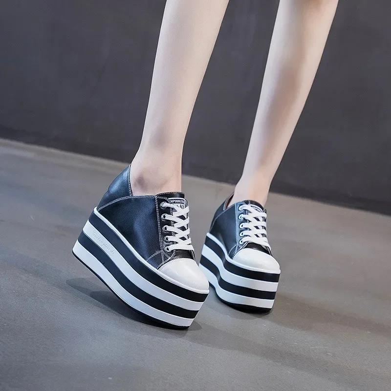 Fashion High Quality 12cm Platform Wedge Sneakers Shoes Slippers for Women Shoes Spring Autumn Breathable Summer Shoes Mules Breathable
