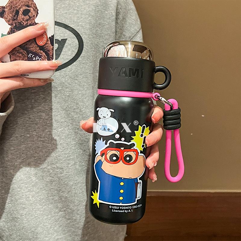 Crayon Small New Large Capacity High Appearance Level Stainless Steel Thermos Cup Cartoon Water Cup Cute Student Portable Accompanying Cup