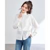 TERRE BLEUE Women's Lace-Patch Casual Shirt